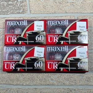 NEW Sealed Set Of 4 Maxell Audio Cassette Recording Tapes UR 60 Normal Bias